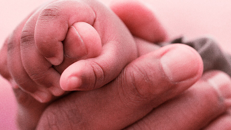 mão adulta segurando uma mão de criança